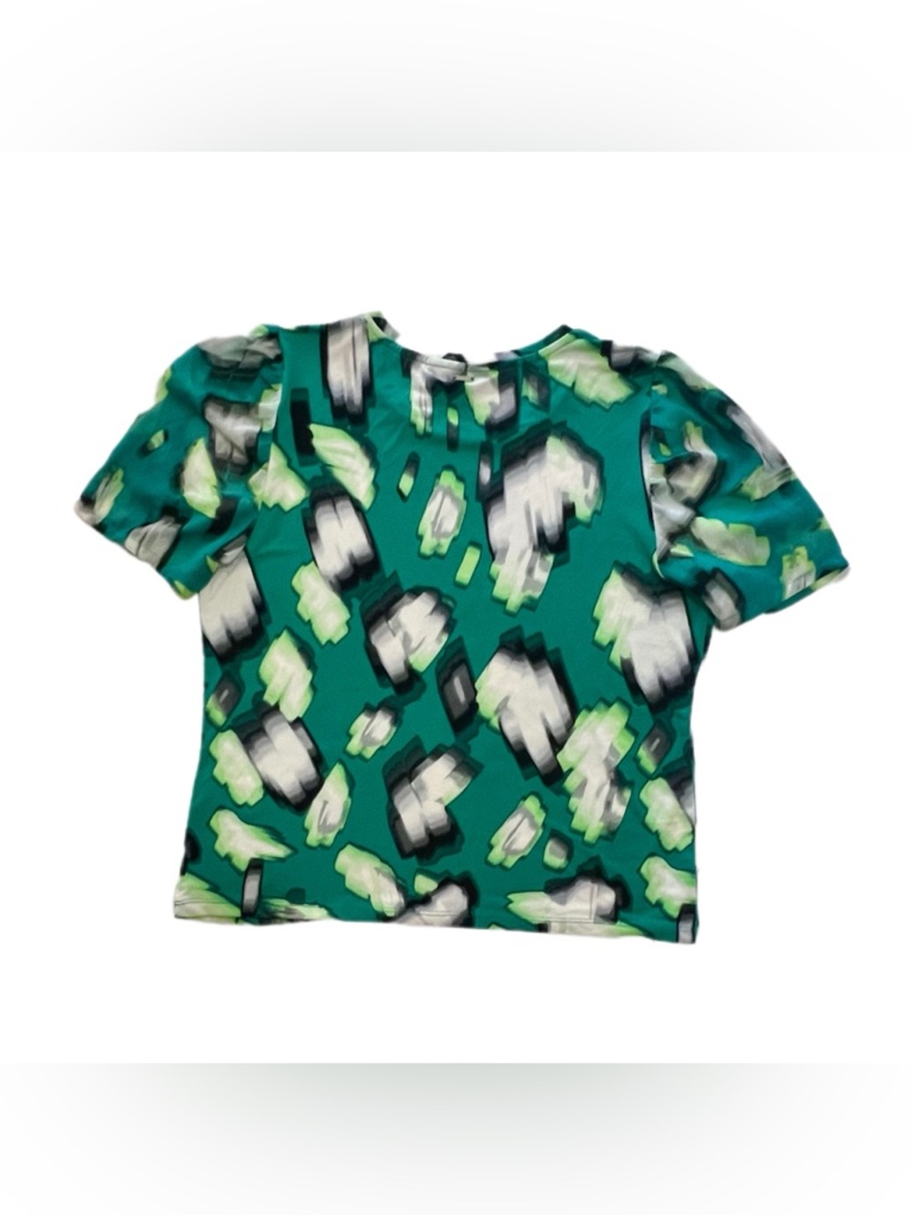 DKNY Green and Black Abstract Print Crewneck Top US Women’s XL EUC - Picture 2 of 12